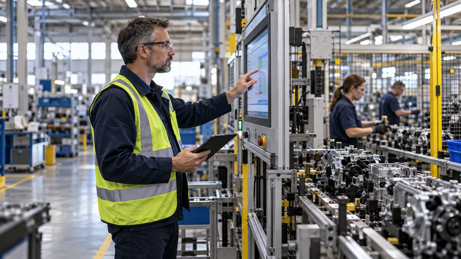 Illustration of a Manufacturing team at work